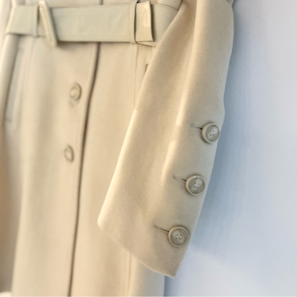 BNWOT MACKAGE WOOL CREAM COAT WITH LEATHER DETAILING - Picture 9 of 16